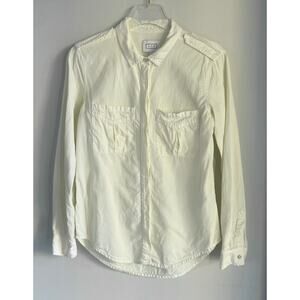 AYR Oxford Shirt Lyocell Linen Cotton Women Size XS Light Cream Yellow Academia